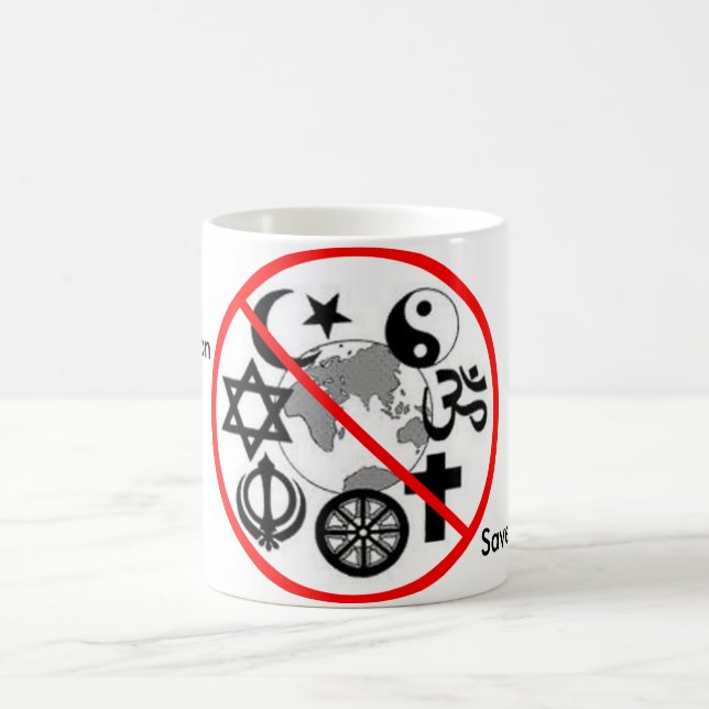 Ahorre el planeta, taza de la religión del final (Centro)