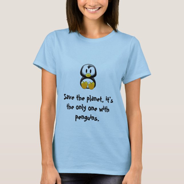 ahorre la camiseta del pingüino del planeta (Anverso)