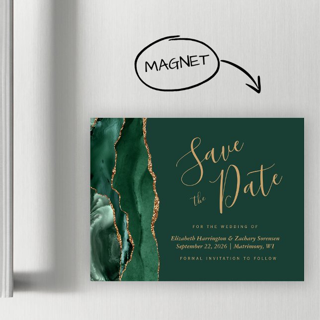Ahorre la fecha de boda magnética de ágata verde e (Subido por el creador)