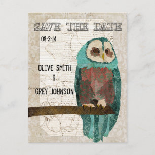 Ahorre la postal del búho II del vintage de la