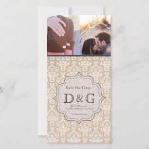 Ahorre la tarjeta blanca de Filligree del damasco 