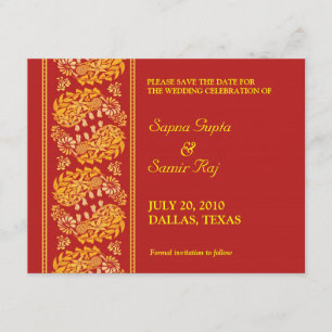 Ahorre la tarjeta india del estilo de la fecha