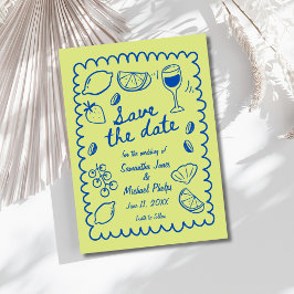 Ahorro de Fecha de Boda Costera Azul Festiva