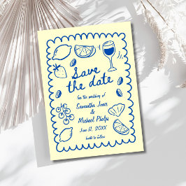 Ahorro de Fecha de Boda Costera Azul Festiva