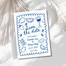 Ahorro de Fecha de Boda Costera Azul Festiva