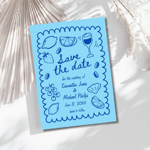 Ahorro de Fecha de Boda Costera Azul Festiva