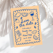 Ahorro de Fecha de Boda Costera Azul Festiva