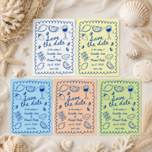 Ahorro de Fecha de Boda Costera Azul Festiva