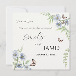 Ahorro de Fecha de Boda Floral Azul