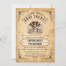 Ahoy Ahí Invitación al cumpleaños del pirata