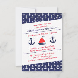 Ahoy Anchors Baby Shower - Invitación 3x5