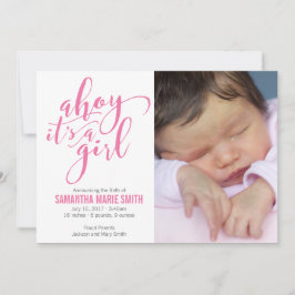 Ahoy: Anuncio de nacimiento de tema náutico Chica