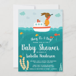 Ahoy Boy Nautical Boat Invitación en Baby Shower