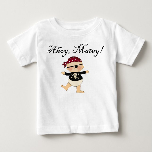 Ahoy camiseta afable del pirata del bebé (Anverso)