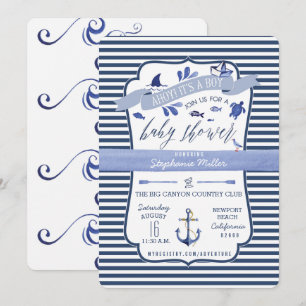 Ahoy es invitaciones náuticas de Baby Shower de un