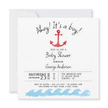 Ahoy Es un chico. Ducha de bebé náutica Invitación