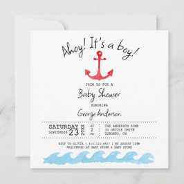 Ahoy Es un chico. Ducha de bebé náutica Invitación