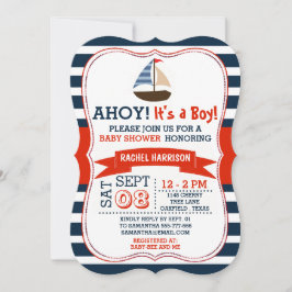 ¡Ahoy es un chico! Invitación a Baby Shower de náu