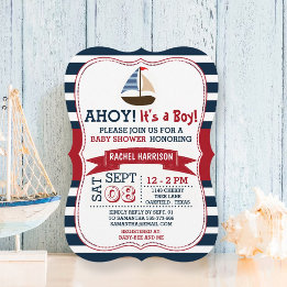 ¡Ahoy es un chico! Invitación a Baby Shower de náu