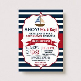 ¡Ahoy es un chico! Invitación a Baby Shower de náu