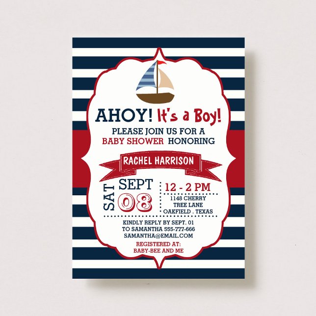 ¡Ahoy es un chico! Invitación a Baby Shower de náu (Subido por el creador)