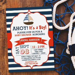 ¡Ahoy es un chico! Invitación a Baby Shower de náu