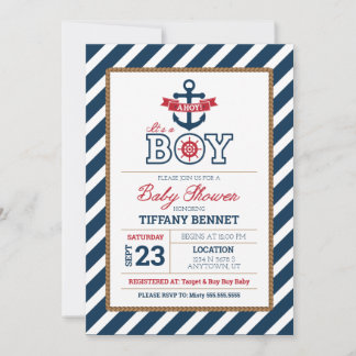 ¡Ahoy es un chico! Invitación de Baby Shower