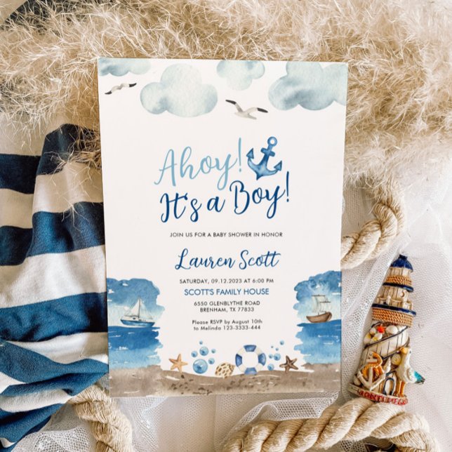 Ahoy es un chico | Invitación náutica a Baby Showe (Subido por el creador)