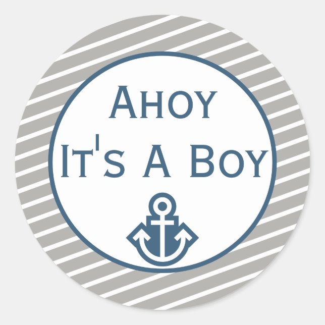 Ahoy es un chico Pegatina de Baby Shower
