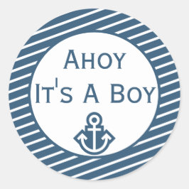 Ahoy es un chico Pegatina de Baby Shower