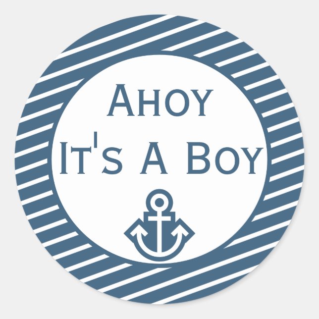 Ahoy es un chico Pegatina de Baby Shower (Anverso)