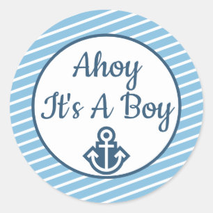 Ahoy es un chico Pegatina de Baby Shower
