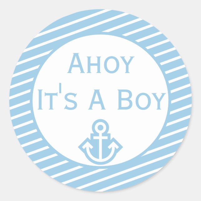 Ahoy es un chico Pegatina de Baby Shower (Anverso)