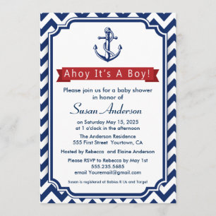 ¡Ahoy! ¡Es un muchacho! Invitación de Baby Shower
