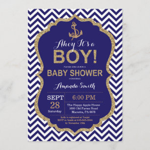 ¡Ahoy es un muchacho! Invitación náutica de Baby