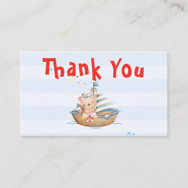 Ahoy Es Un Muchacho Tarjeta De Gracias Baby Shower (Anverso)