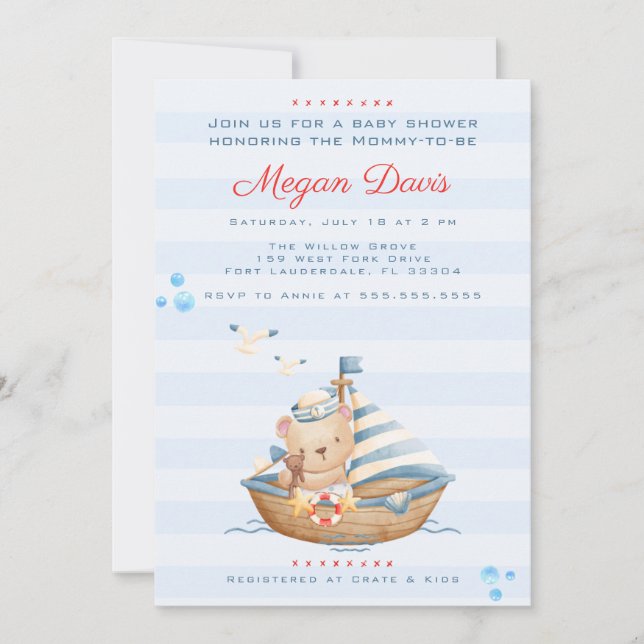 Ahoy Es Un Niño Bebé Invitaciones A La Ducha (Anverso)
