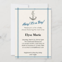 ¡Ahoy! ¡Es un niño! Invitación de Baby Shower