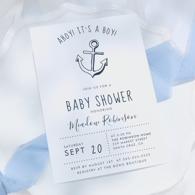 ¡Ahoy! ¡Es un Niño! Invitación de Cumpleaños de Be (Subido por el creador)