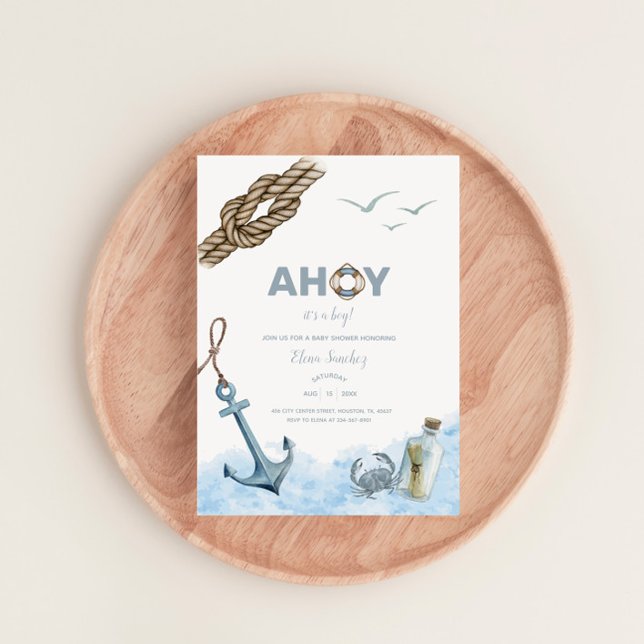 ¡Ahoy! Es un niño - Invitación náutica a Baby Show (Subido por el creador)