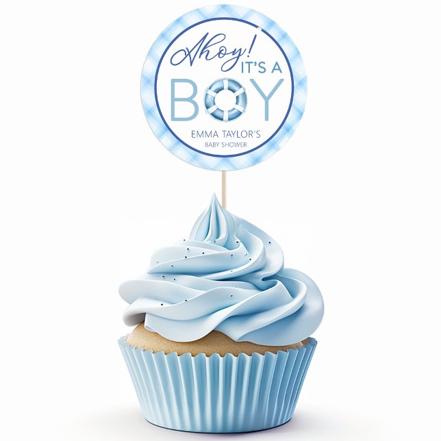Ahoy es un Pegatina de favores de Baby Shower naci (favor sticker example)