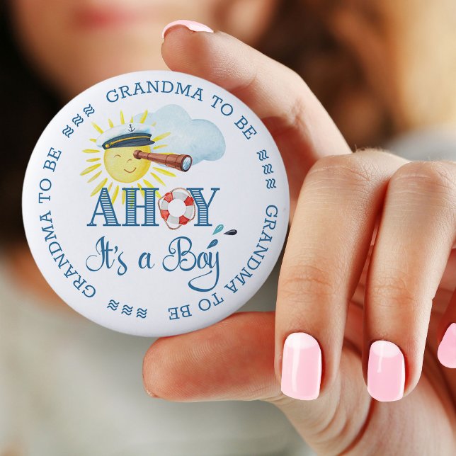 Ahoy es una abuelita para ser botón Baby Shower (Pin Button Badge for pregnancy announcement, baby shower etc for grandmother to be)
