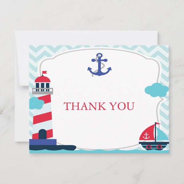 Ahoy es una ducha de bebé, tarjeta de agradecimien (Anverso)
