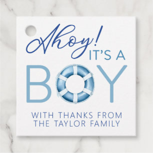 Ahoy es una etiqueta de regalo de Baby Shower para