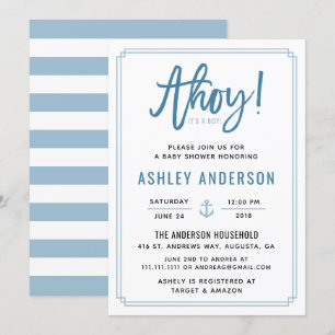 ¡Ahoy! Es una invitación a Baby Shower de boy Anch