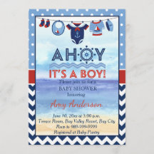 Ahoy es una invitación de Baby Shower del muchacho