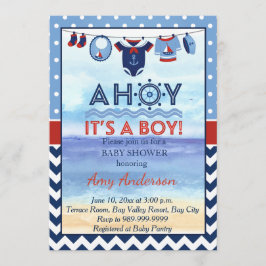 Ahoy es una invitación de Baby Shower del muchacho