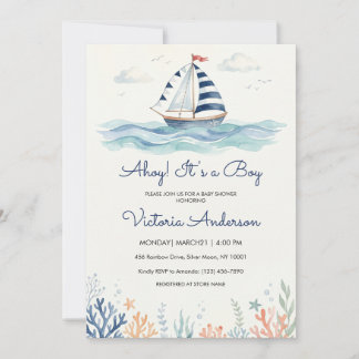Ahoy es una invitación de Baby Shower para niño | 