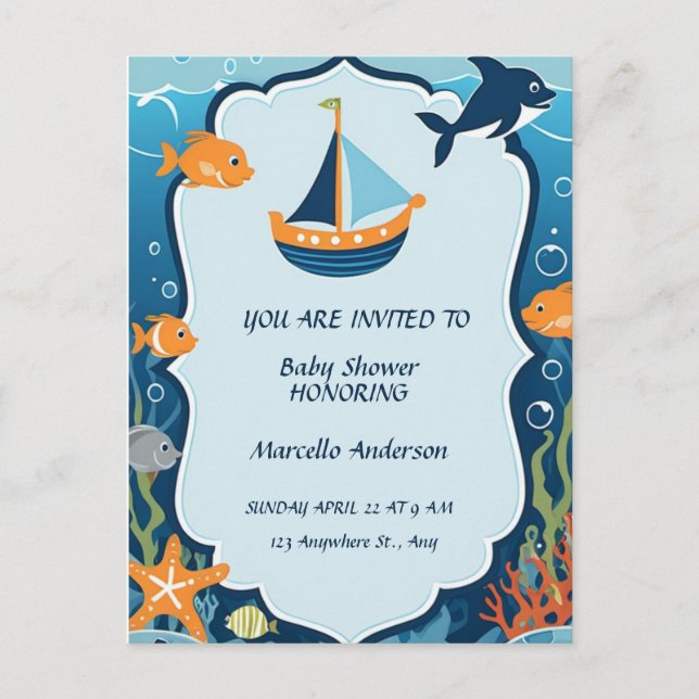 "¡Ahoy! Es una invitación de Boy_ Baby Shower (Anverso)