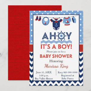 Ahoy es una invitación de un chico a Baby Shower